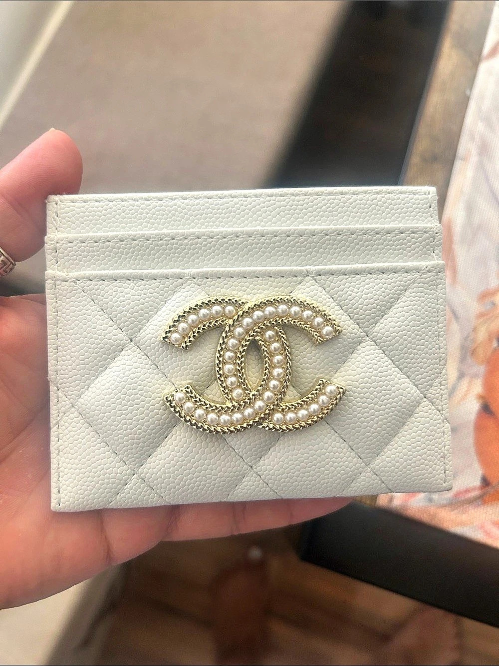 Quilted Card Holder in White